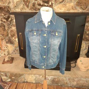 NWOT Coldwater Creek Denim Jacket Jadeite buttons M